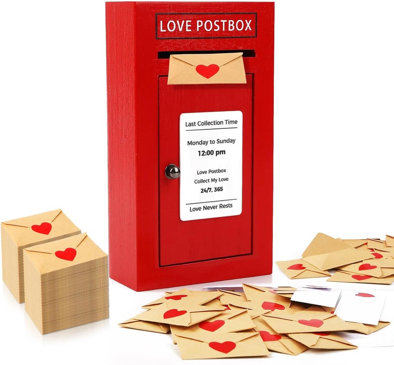 JULEASEL Romantic Love Postbox with 50 Mini Love Notes and Envelopes, Valentines Day Gifts for Him, Cute Valentines Gift for Husband Boyfriend, Vday LoveLetter, Long Distance Relationship Gifts - Image 1